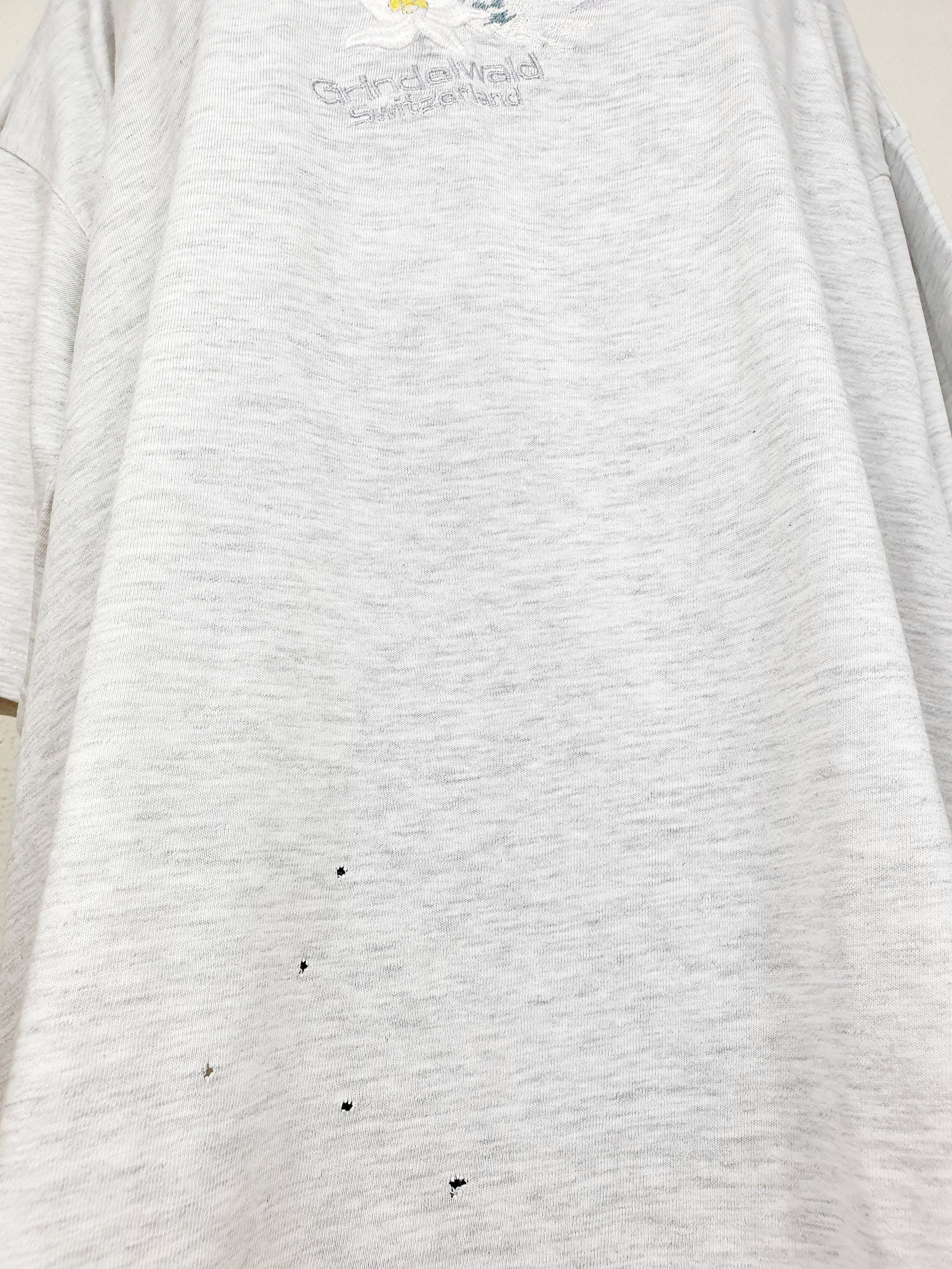 Einzigartiges und nachhaltiges Vintage T-Shirt mit Grindelwald. Unique and sustainable vintage t-shirt with grindelwald. Flaw 2.
