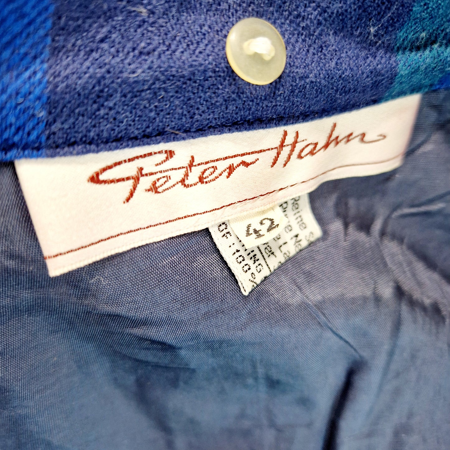 Einzigartiges und nachhaltiges Vintage Kleid in blau mit Streifen. Unique and sustainable vintage dress in blue with stripes. Tag.