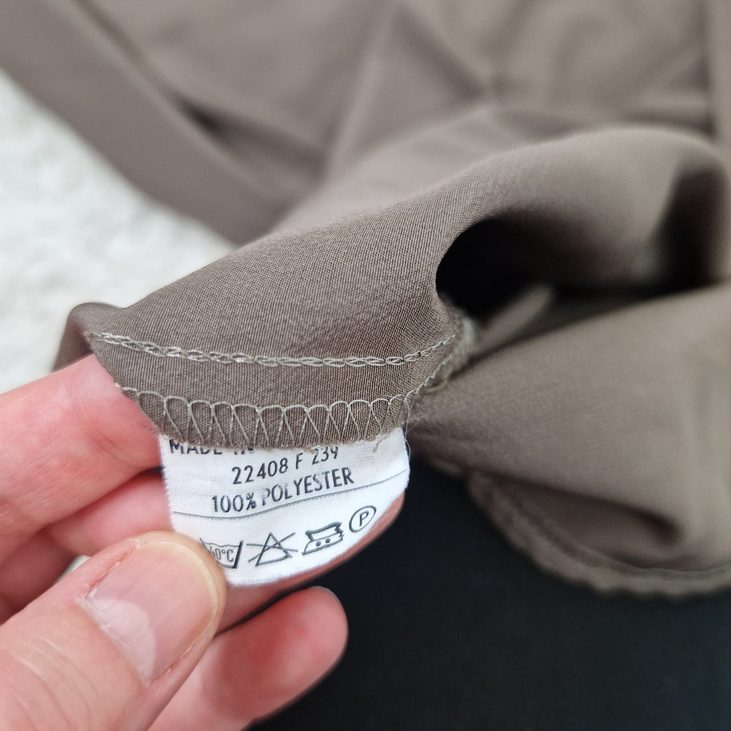 Set, Rock und Bluse, taupe-blau-weiss, Kragen, M