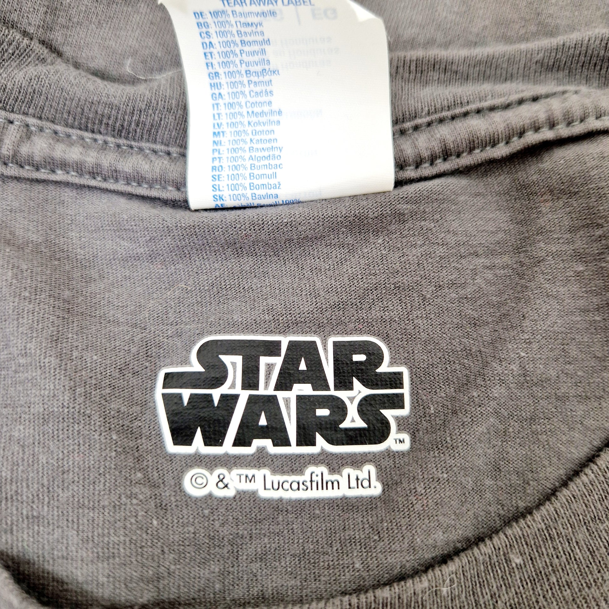 Einzigartiges und nachhaltiges Vintage T-Shirt mit Baby Yoda. Unique and sustainable vintage t-shirt with baby yoda. Tag.
