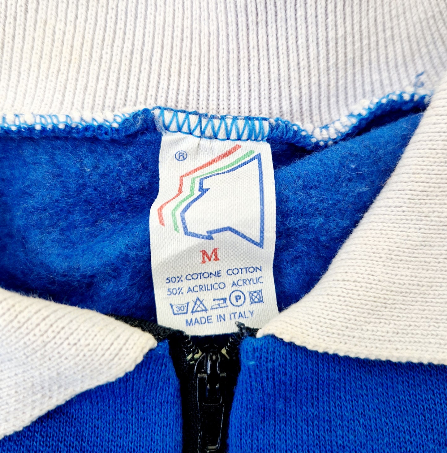 Sweatshirt, blau-weiss, Kragen, M