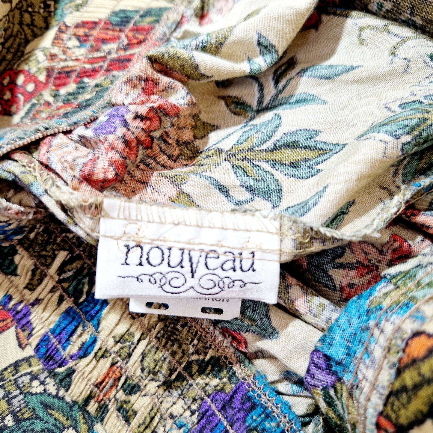 Hose, beige-violett-türkis, Blumen, Paisley, S/M