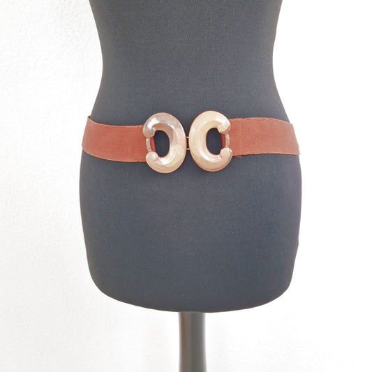 Gürtel, Taillengürtel, braun-beige, Kunststoffschliesse