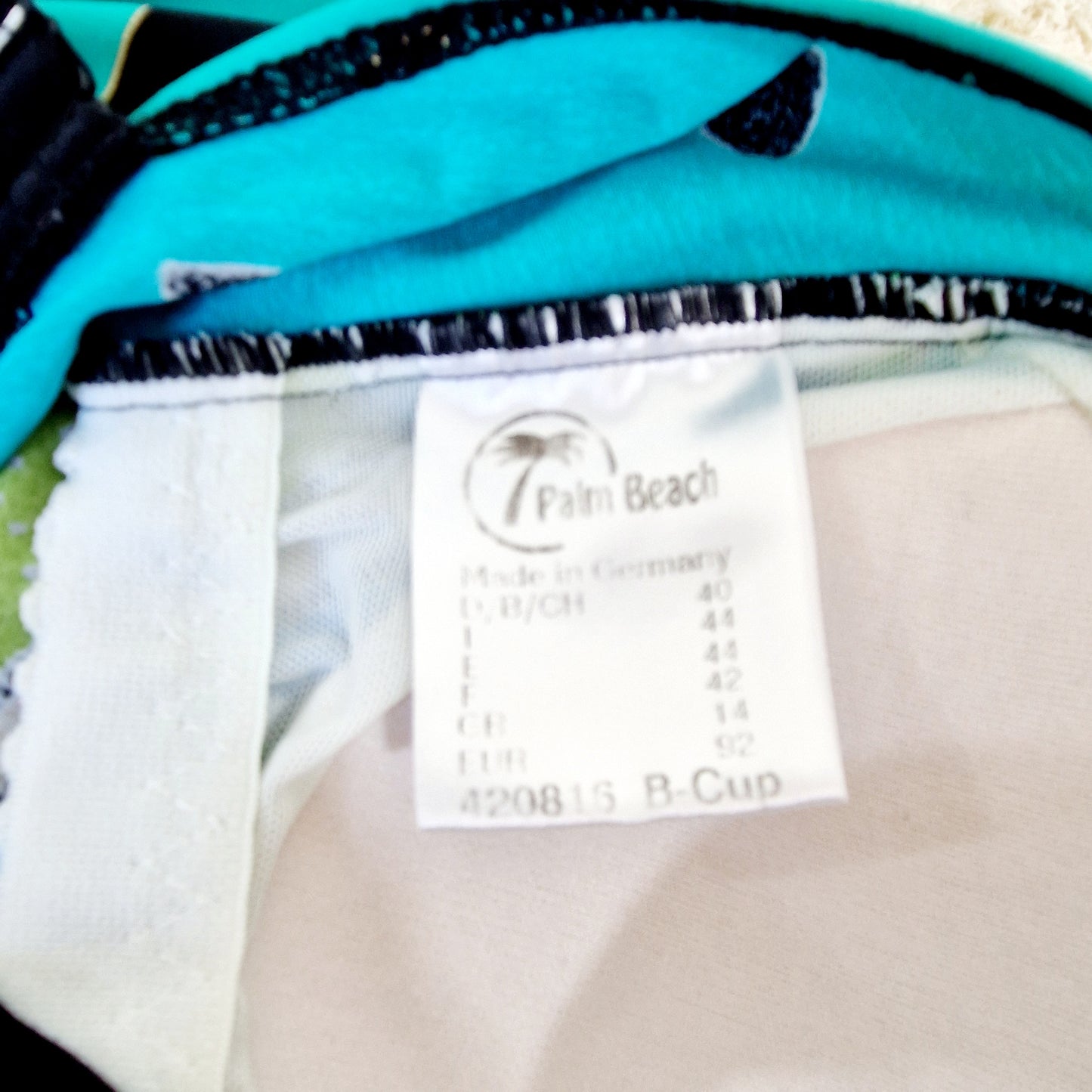 Badeanzug, türkis-grün-schwarz-gold, M, B-Cup