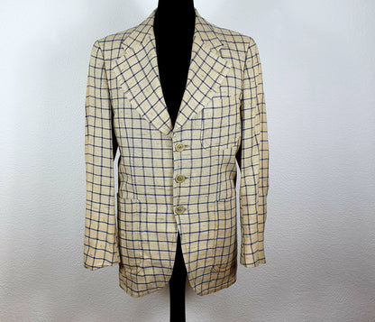 Blazer, beige-blau, kariert, XS/S