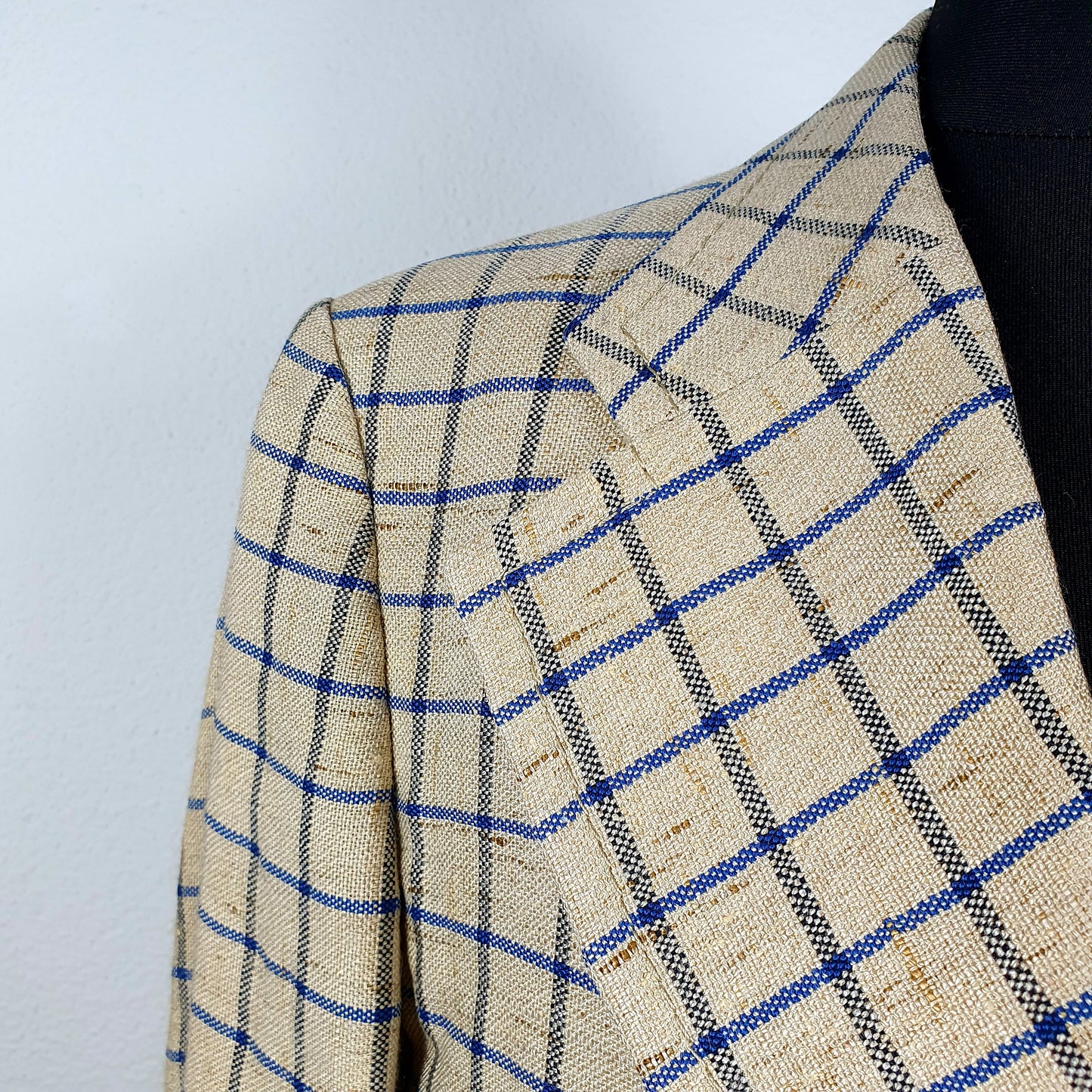 Blazer, beige-blau, kariert, XS/S