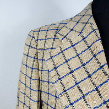 Blazer, beige-blau, kariert, XS/S