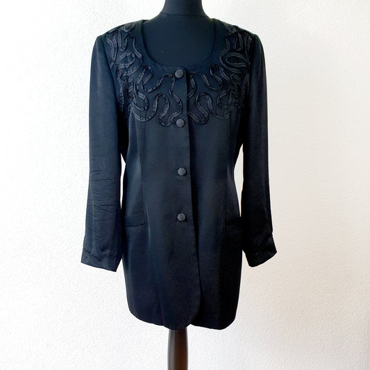 Einzigartiger und nachhaltiger Vintage Blazer in schwarz. Unique and sustainable vintage blazer in black.