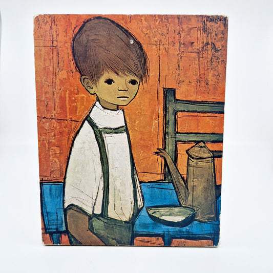 Einzigartiges und nachhaltiges Vintage Bild mit einem Jungen. Unique and sustainable vintage picture with a boy. Front.