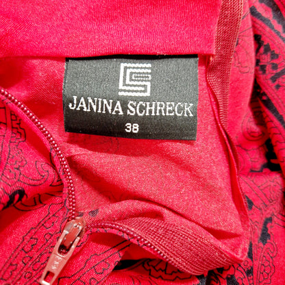 Einzigartiges und nachhaltiges Vintage Kleid in rot mit Rollkragen. Unique and sustainable vintage dress in red with a turtleneck. Tag.