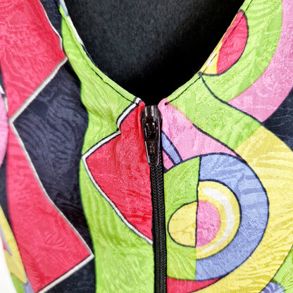 Einzigartiges und nachhaltiges Vintage Kleid in bunt und Seide. Unique and sustainable vintage dress in colorful and silk. Zipper.