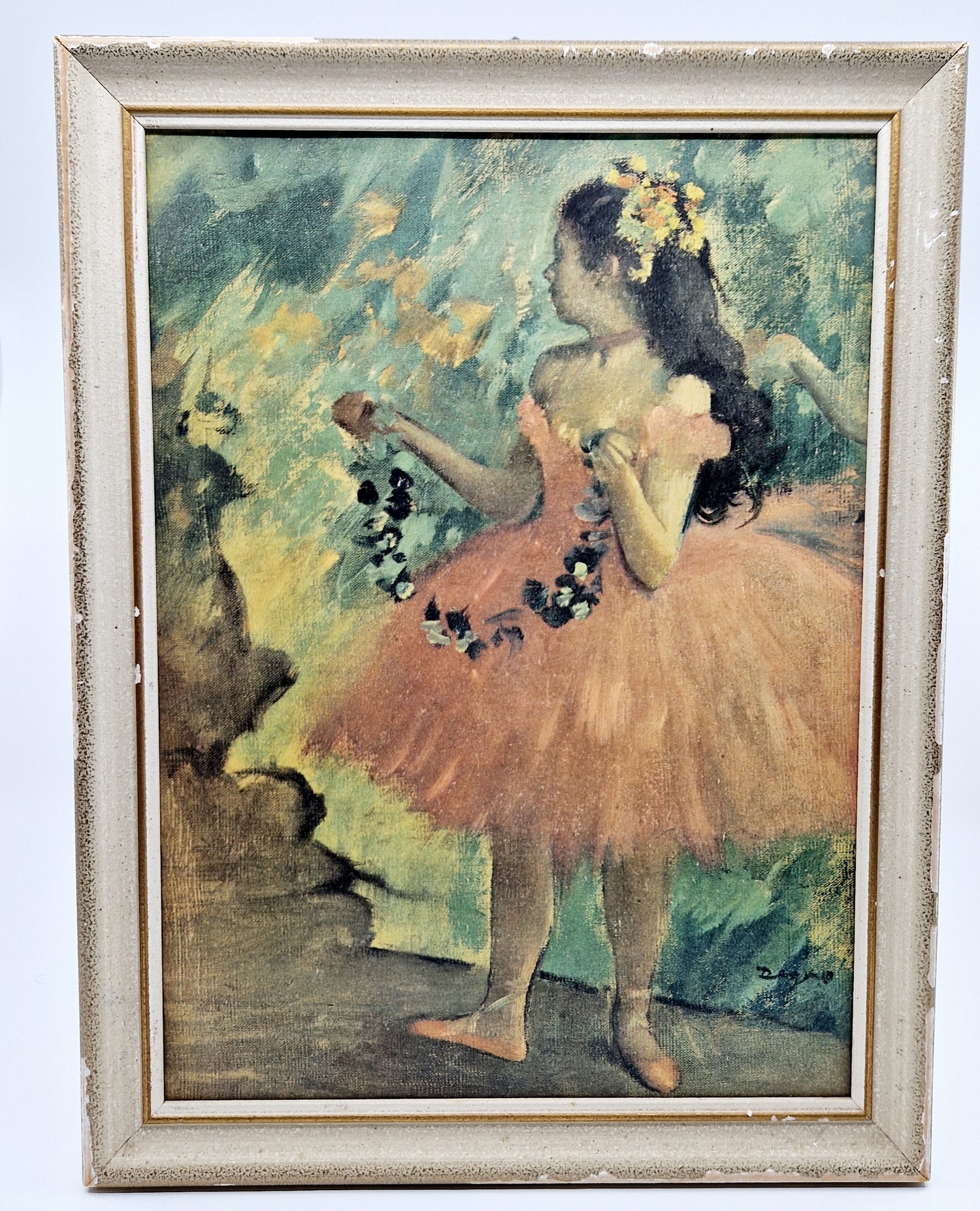 Einzigartiges und nachhaltiges Vintage Bild mit einer Ballerina. Unique and sustainable vintage picture with a ballerina.