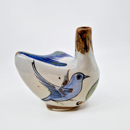 Einzigartige und nachhaltige Vintage Vase in blau-braun von Ken Edwards. Unique and sustainable vintage vase in blue-brown from Ken Edwards. Front.