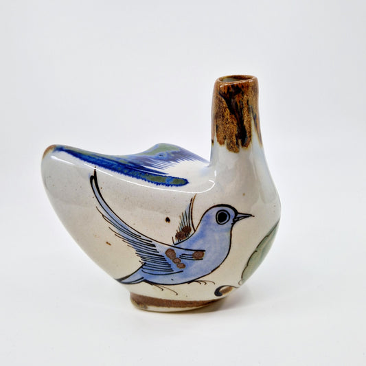 Einzigartige und nachhaltige Vintage Vase in blau-braun von Ken Edwards. Unique and sustainable vintage vase in blue-brown from Ken Edwards. Front.