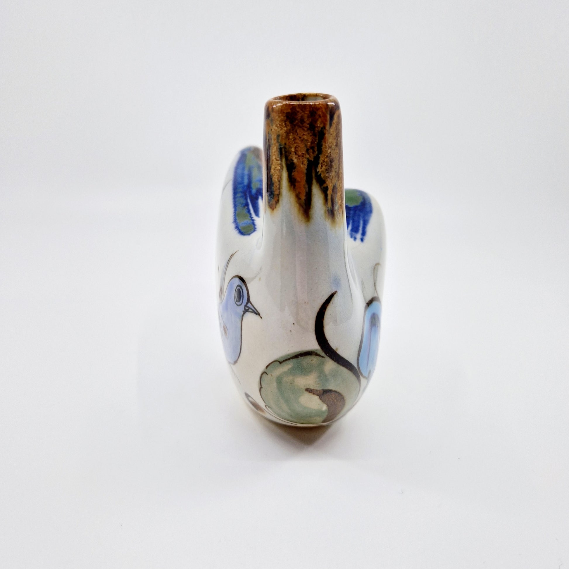 Einzigartige und nachhaltige Vintage Vase in blau-braun von Ken Edwards. Unique and sustainable vintage vase in blue-brown from Ken Edwards. Front 2.