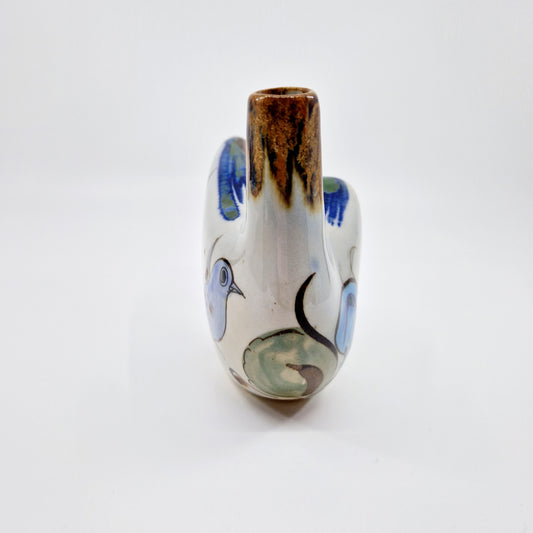 Einzigartige und nachhaltige Vintage Vase in blau-braun von Ken Edwards. Unique and sustainable vintage vase in blue-brown from Ken Edwards. Front 2.