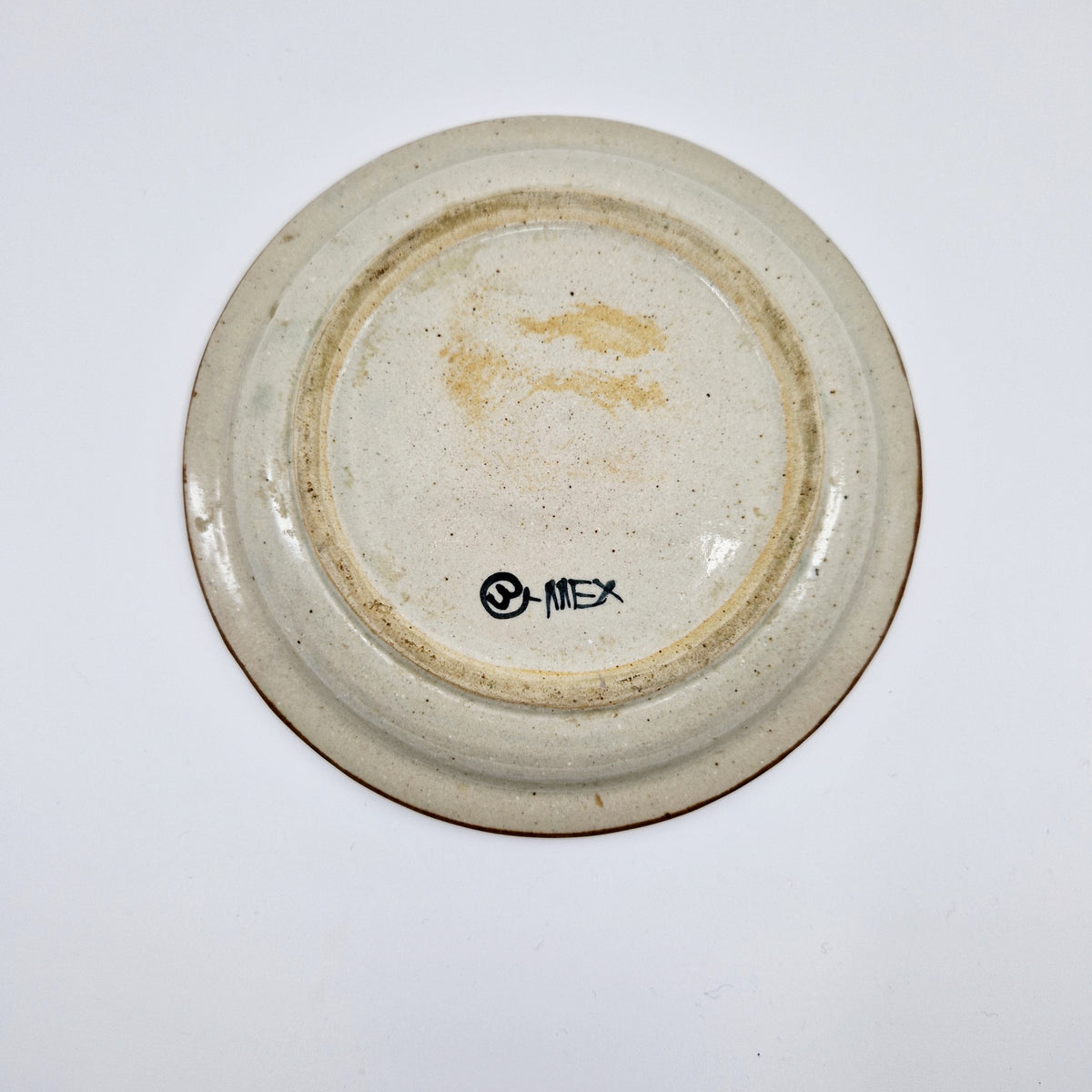 Unique and sustainable vintage plate, beige-blue-brown, bird, signed / Zuerich Vintage Shop