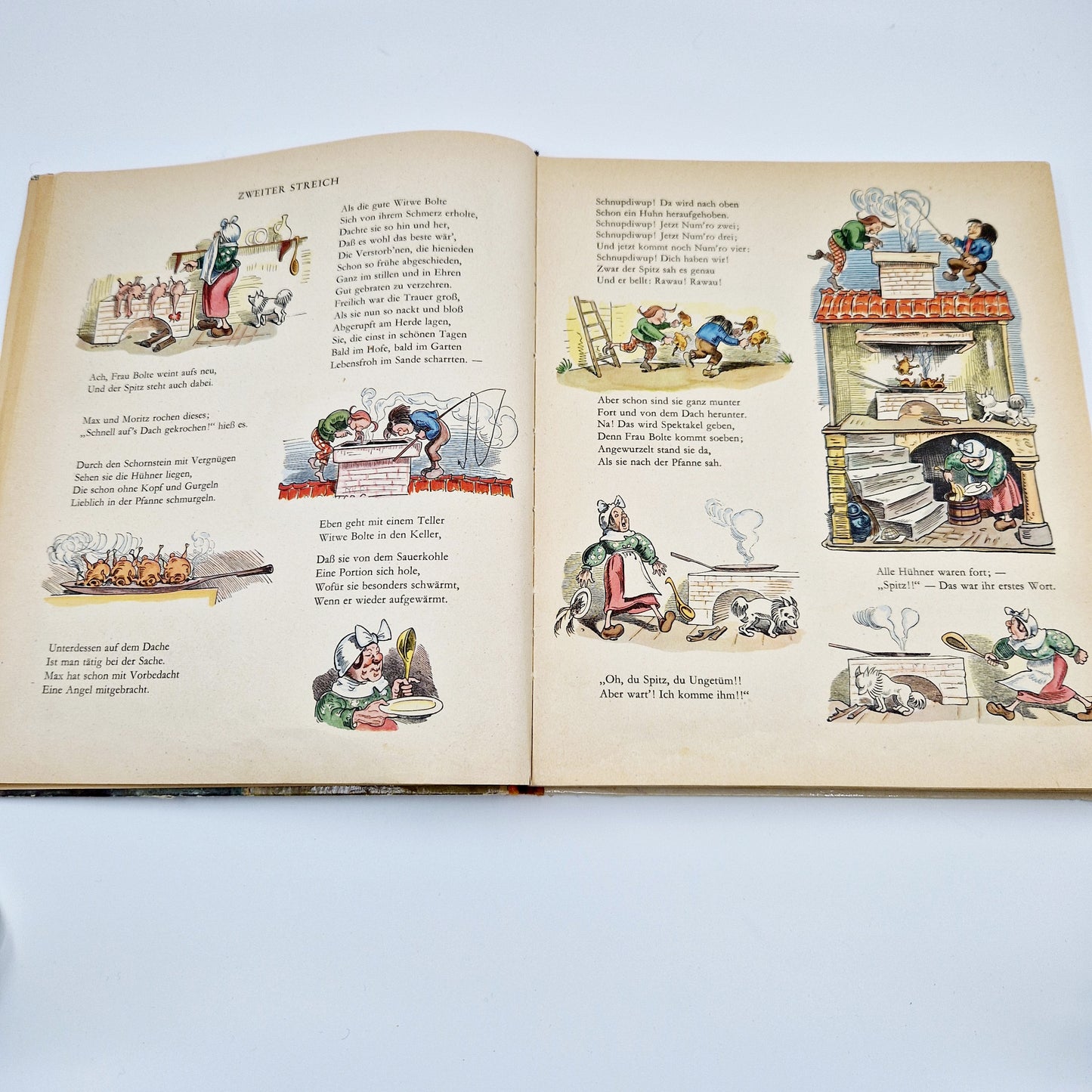Einzigartiges und nachhaltiges Vintage Buch, Lustige Wilhem Busch Sammlung. Unique and sustainable vintage book, Lustige Wilhem Busch Sammlung. Inside 2.