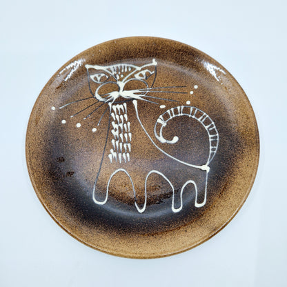 Einzigartiger und nachhaltiger Vintage Teller mit Katze. Unique and sustainable vintage plate with a cat.