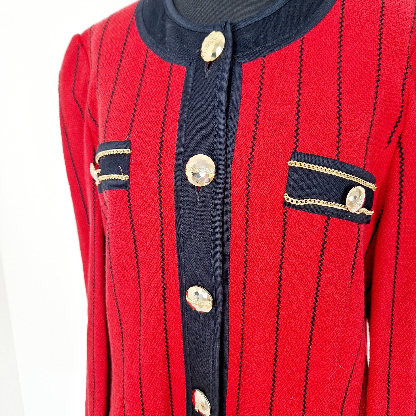 Blazer, rot-schwarz-gold, Streifen, M/L