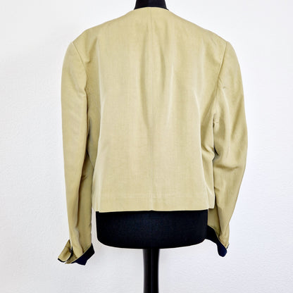 Blazer, beige-blau, asymmetrisch, L/XL