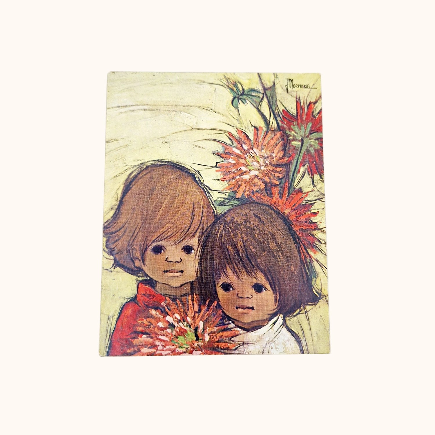 Einzigartiges und nachhaltiges Vintage Bild mit zwei Mädchen. Unique and sustainable vintage picture with 2 girls. Front.