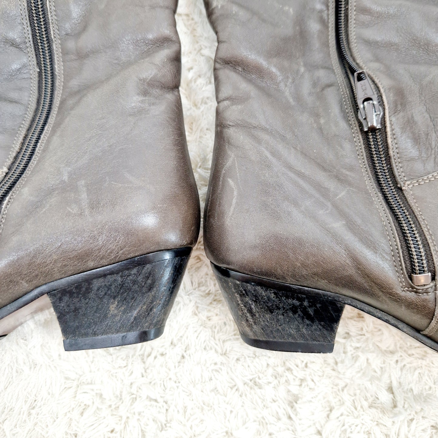 Schuhe, Stiefel, grau, Leder, Högl, 36