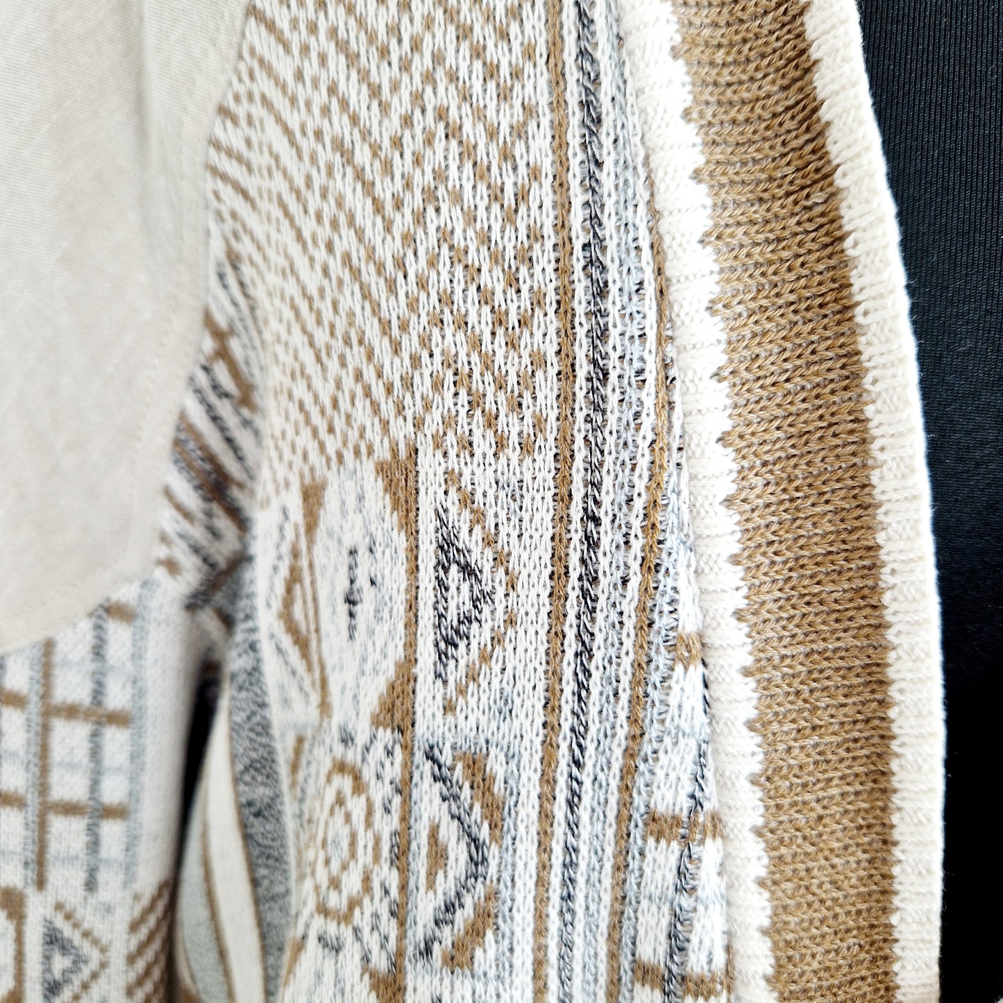 Cardigan, sand-braun-grau, Streifen, M (Men)