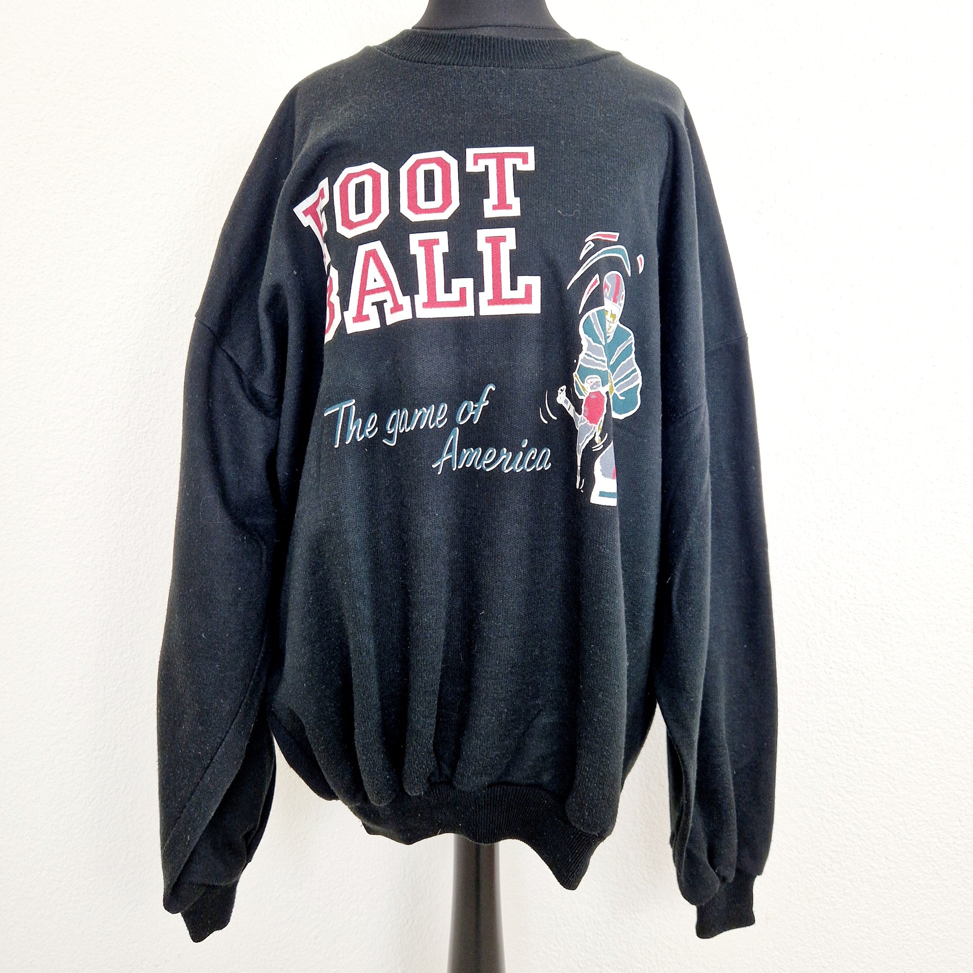 Einzigartiger und nachhaltiger Vintage Sweater, Football. Unique and sustainable vintage sweater, Football. Front.