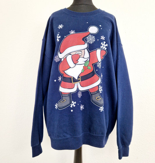 Einzigartiger und nachhaltiger Vintage Sweater mit Weihnachtsmann. Unique and sustainable vintage sweater with santa. Front.