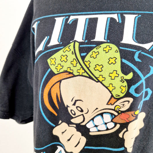 Einzigartiges und nachhaltiges Vintage T-Shirt Little Caesar. Unique and sustainable vintage t-shirt Little Caesar. Close-up.