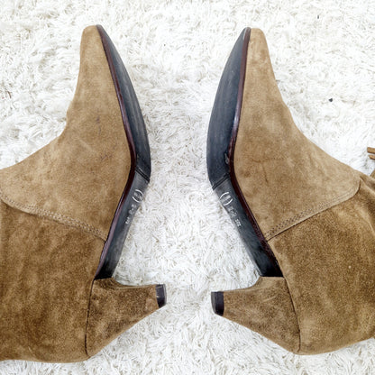 Schuhe, Stiefel, hellbraun, Fransen, Leder, 39