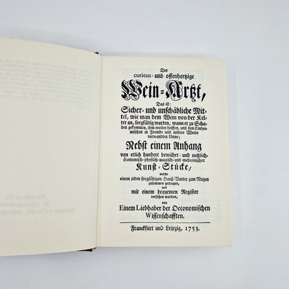 Einzigartiges und nachhaltiges Vintage Buch Der Wein-Arzt. Unique and sustainable vintage book Der Wein-Arzt. First Site.