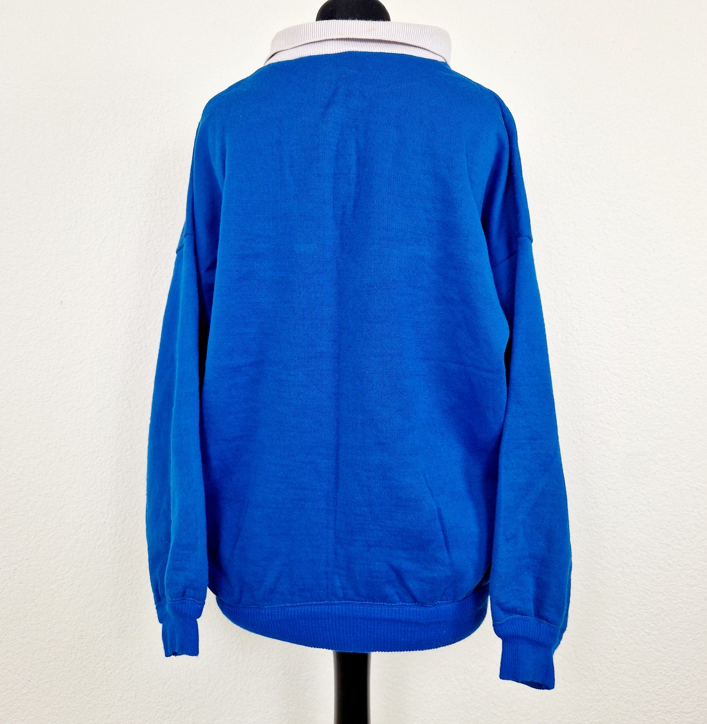 Sweatshirt, blau-weiss, Kragen, M