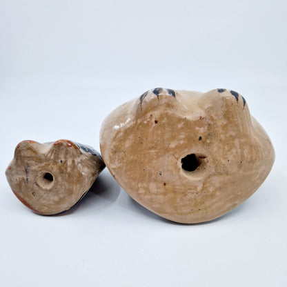 Einzigartige und nachhahltige Vintage Figuren, 2 Eulen. Unique and sustainable vintage figurines, 2 owls. Below.