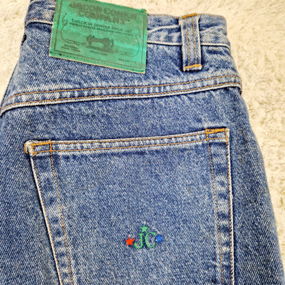 Einzigartige und nachhaltige Vintage Jeans in blau von Jacob Cohen. Unique and sustainable vintage jeans in blue from Jacob Cohen. Close-up 2.
