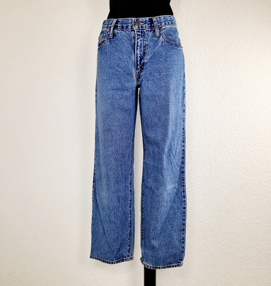 Einzigartige und nachhaltige Vintage Jeans in blau von Levi's, Baggy Dad. Unique and sustainable vintage jeans in blue from Levi's, Baggy Dad. Front 2.