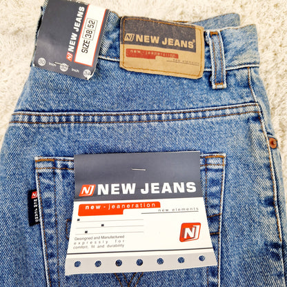 Einzigartige und nachhaltige Vintage Jeans in blau von New Jeans. Unique and sustainable vintage jeans in blue from New Jeans. Close-up 2.