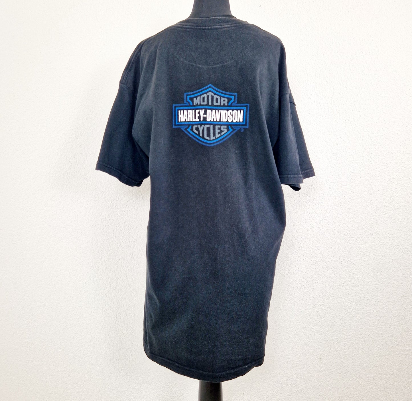Einzigartiges und nachhaltiges Vintage T-Shirt Harley Davidson. Unique and sustainable vintage t-shirt harley davidson. Back.