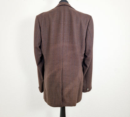 Einzigartiger und nachhaltiger Vintage Blazer in braun, kariert. Unique and sustainable vintage blazer in brown, checked. Back.
