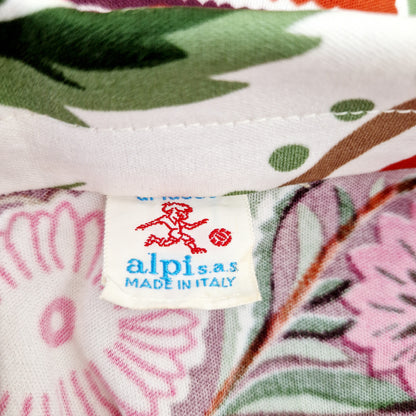 Einzigartiges und nachhaltiges Vintage Kleid in weiss-pink-grün mit Blumen. Unique and sustainable vintage dress in white-pink-green with flowers. Tag.