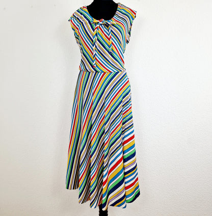Kleid, Kurzarm, bunt, Streifen, XS/S
