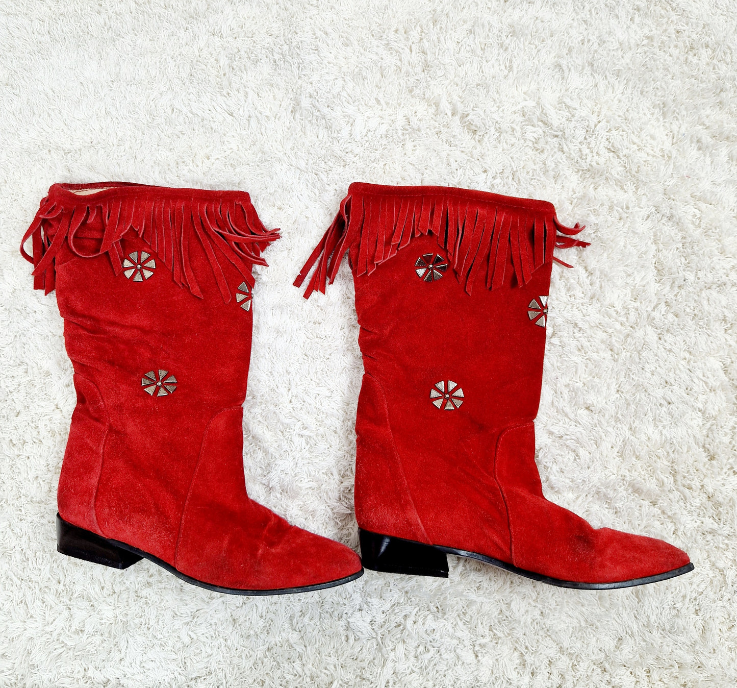 Schuhe, Stiefel, rot-silber, WildlederLeder, 40