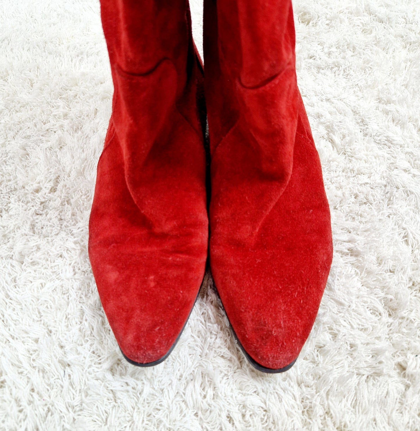 Schuhe, Stiefel, rot-silber, WildlederLeder, 40
