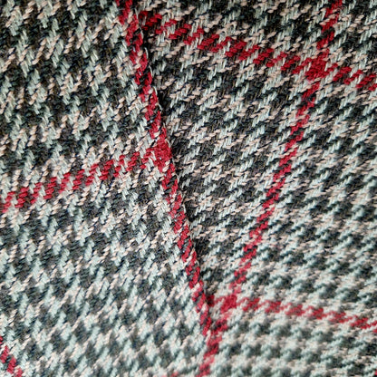 Einzigartiger und nachhaltiger Vintage Blazer in khaki-oliv-rot, Glencheck, kariert. Pattern.