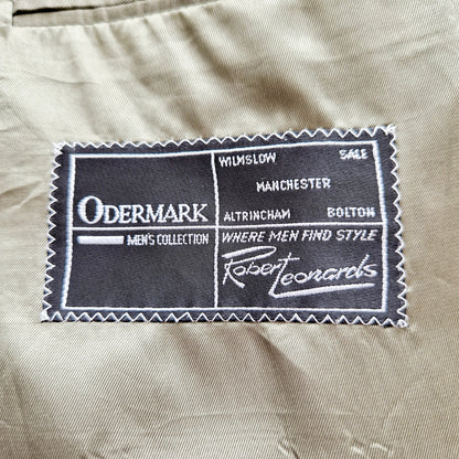 Einzigartiger und nachhaltiger Vintage Blazer in khaki-oliv-rot, Glencheck, kariert. Tag.