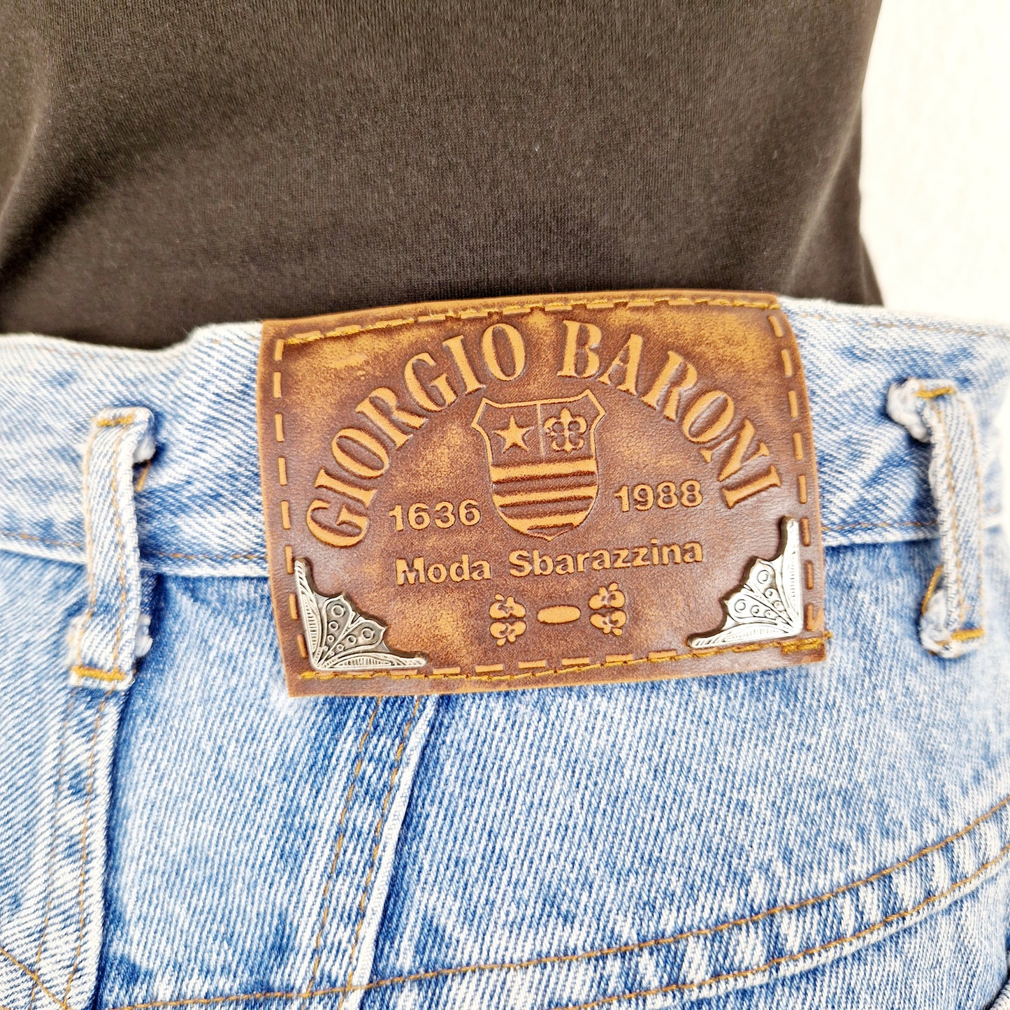 Hose, Jeans, mittelblau-beige-violett, M