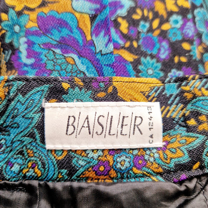 Einzigartiger und nachhaltiger Vintage Rock, petrol-violett-ocker, Blumen, M. Tag.