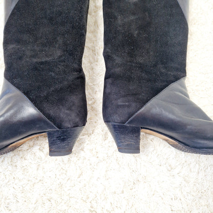 Einzigartige und nachhaltige Vintage Stiefel in schwarz und Leder. Unique and sustainable vintage boots in black and leather. Heels.