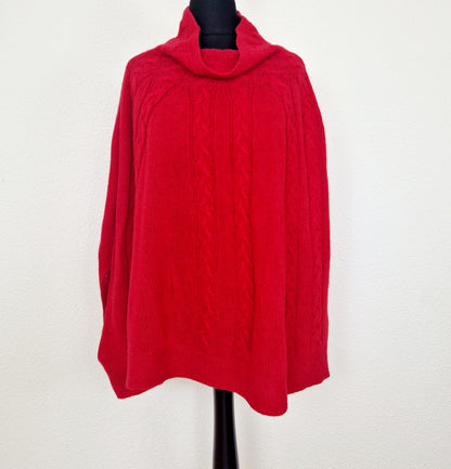 Einzigartiges und nachhaltiges Vintage Cape in rot. Unique and sustainable vintage cape in red. Front.